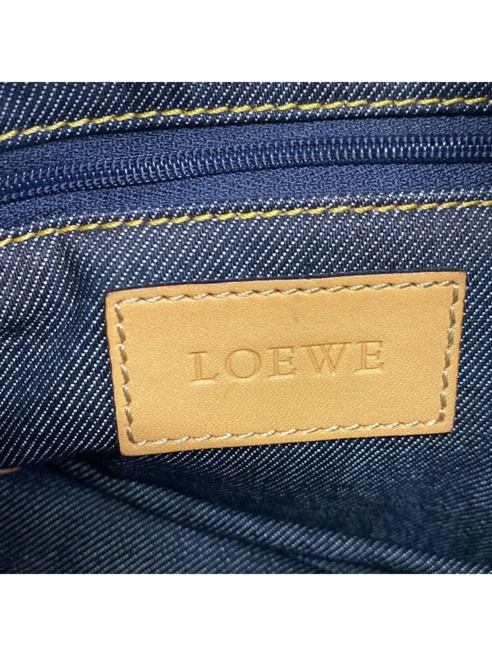 Loewe Shoulder Bag Dark Navy Beige Stitch Leather